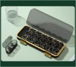 Weekly Pill Organizer/ Dispensers, 3 Times A Day, 7 Day Large Compartments Travel Pill Container/ Box, Moisture-Proof Medicine Case for Fish Oil Vitamins Pills (Transparent Black) - Image 2