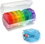 Weekly Pill Organizer(7-Day) Morning/Noon/Afternoon/Bedtime, Vitamin， Fish Oil and Medicine Box, Large Pop-Out Compartments, Designed for Travel, 4Times a Day,Iridescent - Image 2