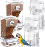 Yaomiao 4 Pcs No Mess Bird Feeders Automatic Parrot Water Dispenser Clear Bird Seed Container Parakeet Cage Accessories for Small and Medium Birds Parrot Cockatiel Canary (Transparent,Assorted) - Image 2