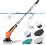 hygger IPX8 Electric Aquarium Cleaning Brushes, Rechargeable Cleaner Tools Kit with 6 Replaceable Clean Spin Brush Heads Cordless Use 2 Speeds Adjustable Handle for Dog House Outdoor/Cat Litter Boxes - Image 2