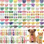120 Pcs Summer Theme Dog Bow Tie Collar Set Includes 60 Fruit Bow Ties for Dogs Dog Grooming Bowtie 30 Dog Neckties 30 Large Bow Tie Collar PET Holiday Accessories for Dog Cat - Image 2
