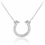 14K White Gold Diamond Lucky Horseshoe Necklace (J-K Color, I1-I2 Clarity) - Choice of Chain Length - Image 2