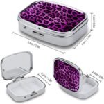 Pill Box Purple Leopard Small Pill Case for Purse Pocket 3 Compartment Medicine Pill Organizer Portable Travel Pillbox Metal Pill Container Holder to Hold Vitamins Fish Oil Supplements - Image 3