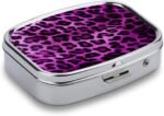 Pill Box Purple Leopard Small Pill Case for Purse Pocket 3 Compartment Medicine Pill Organizer Portable Travel Pillbox Metal Pill Container Holder to Hold Vitamins Fish Oil Supplements - Image 7