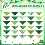 Pickmesh 150 Pcs Valentine's Plaid Dog Bandanas Bulk Spring St. Patrick's Day Easter Dog Bandana Adjustable Pet Scarf Holiday Grooming Supplies for Small to Large Cat Dog(Irish Luck, Green) - Image 4