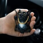 Floruit French Bulldog Car Mirror Hanging Accessories Cute Swinging Dog Rear View Mirror Accessories for Men & Women (Black) - Image 3