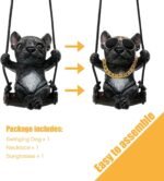 Floruit French Bulldog Car Mirror Hanging Accessories Cute Swinging Dog Rear View Mirror Accessories for Men & Women (Black) - Image 7