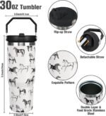 30 oz Horse Tumbler With Handle and Straw, 30oz Horse Flip Straw Tumbler Insulated Coffee Travel Mugs Cup Water Bottle Horse Gifts for Horse Lovers Women Girls - Image 4