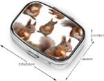 Square Pill Case 2 Compartment Cute Squirrels Pill Box Mini Medicine Pill Organizer Portable Travel Pillbox for Pocket Purse Metal Pill Container for Vitamins Fish Oil Supplements - Image 3