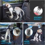Dog Seat Belt 3-in-1 Car Harness for Dogs Adjustable Safety Seatbelt for Car Durable Nylon Reflective Bungee Fabric Tether with Clip Hook Latch & Buckle, Swivel Zinc Alloy Carabiner (Black) - Image 7