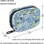 Fustylead Vibrant Watercolor Blue Hydrangea and Leaves Pill Organizer Travel Bag, Small Portable Pill Case Cute for Vitamin Fish Oil Supplements Medicine Organizer with Zipper - Image 4