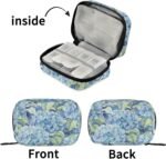 Fustylead Vibrant Watercolor Blue Hydrangea and Leaves Pill Organizer Travel Bag, Small Portable Pill Case Cute for Vitamin Fish Oil Supplements Medicine Organizer with Zipper - Image 6