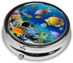 Underwater Fish Pill Box 3 Compartment, Small Pill Box for Purse & Pocket, Metal Pill Case with Mirror, Travel Daily Pill Organizer, Portable Medicine Vitamin Holder Unique Gift - Image 4