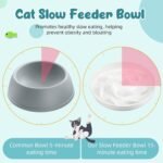 Nitial 2 Pcs Cat Slow Feeder Bowl Cat Fish Pool Design Feeder Cat Dish Fun Interactive Cat Food Bowl Feeder Healthy Eating Diet Cat Bowls for Pet Cats Puppy Dogs Dishwasher Safe(White) - Image 4