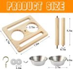Bird Perch with Stainless Steel Feeding Bowl Cups,Parrot Wood Perch Stand Toy,Bird Cage Accessory,Parakeet Supplies for Parakeet Lovebird Cockatiel Conure Budgie Small Parrots (Large Size) - Image 3