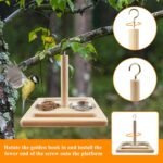 Bird Perch with Stainless Steel Feeding Bowl Cups,Parrot Wood Perch Stand Toy,Bird Cage Accessory,Parakeet Supplies for Parakeet Lovebird Cockatiel Conure Budgie Small Parrots (Large Size) - Image 6