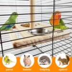 Bird Perch with Stainless Steel Feeding Bowl Cups,Parrot Wood Perch Stand Toy,Bird Cage Accessory,Parakeet Supplies for Parakeet Lovebird Cockatiel Conure Budgie Small Parrots (Large Size) - Image 7