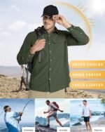 33,000ft Men's Long Sleeve Sun Protection Shirt UPF 50+ UV Quick Dry Cooling Fishing Shirts for Travel Safari Camping Hiking - Image 5