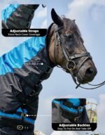 DEERFAMY Horse Turnout Blankets, Waterproof Poly Horse Care Blankets, Full Neck and Tail Coverage, Belly Wrap with Adjustable Cross Surcingles, 600D Windproof Oxford Fabric, 150g, 72in, Blue, M - Image 5