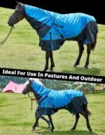 DEERFAMY Horse Turnout Blankets, Waterproof Poly Horse Care Blankets, Full Neck and Tail Coverage, Belly Wrap with Adjustable Cross Surcingles, 600D Windproof Oxford Fabric, 150g, 72in, Blue, M - Image 7