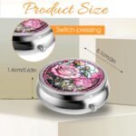 WLLHYF Pill Box Cute Small Pill Box for Purse & Pocket Medicine Organizer Travel Pillbox Waterproof Pill Case Metal Pill Container Holder for Vitamins, Fish Oil, Supplements (Silver Peony) - Image 3