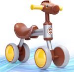 TWFRIC Balance Bike for 1+ Year Old Boys Girls, Toddler Balance Bike 12-36 Month No Pedal 4 Wheels Ride-on Baby Bike Riding Toys for 1 Year Old Birthday Gifts(Brown) - Image 3