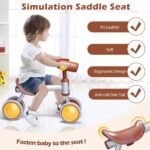 TWFRIC Balance Bike for 1+ Year Old Boys Girls, Toddler Balance Bike 12-36 Month No Pedal 4 Wheels Ride-on Baby Bike Riding Toys for 1 Year Old Birthday Gifts(Brown) - Image 7
