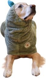DERPYCHAPPY Premium Dog Bathrobe Towel-Super Absorbent Microfiber Robe for Small Medium Large Dogs and Cats - Stylish Cozy Quick Pet Drying Towels After Bath, Pool, Beach or Grooming (Olive, M) - Image 3