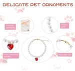 Pearl Cat Collar Dog Collar Rhinestone Necklaces for Small Dogs Collar Accessories Pet Collar (Medium, Pink) - Image 6