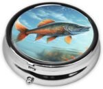 Safflower Flying Fish Pill Box 3 Compartment, Small Pill Box for Purse & Pocket, Metal Pill Case with Mirror, Travel Daily Pill Organizer, Portable Medicine Vitamin Holder Unique Gift - Image 4