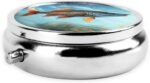 Safflower Flying Fish Pill Box 3 Compartment, Small Pill Box for Purse & Pocket, Metal Pill Case with Mirror, Travel Daily Pill Organizer, Portable Medicine Vitamin Holder Unique Gift - Image 5