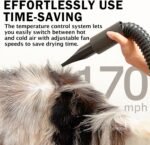 Pet Dryer 5.2HP/ 3800W,Quiet Dog Hair Dryer,Adjustable Speed&Temp High Helocity Blow Dryer for Dogs with 4 Nozzles,Detachable Hose,Black,Blue - Image 4