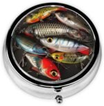 Fishing Bait Pill Box 3 Compartment, Small Pill Box for Purse & Pocket, Metal Pill Case with Mirror, Travel Daily Pill Organizer, Portable Medicine Vitamin Holder Unique Gift - Image 3