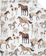 Horse Rose Blanket for Teen Flowers Throw Blanket Gifts for Girls Boys Soft Throws Blankets All Seasons 50×60 Inches for Bed Office - Image 3