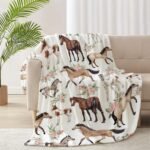 Horse Rose Blanket for Teen Flowers Throw Blanket Gifts for Girls Boys Soft Throws Blankets All Seasons 50×60 Inches for Bed Office - Image 5
