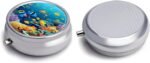 Pill Box Portable Sea Fishes Pill Organizer Travel Pill Case for Pocket Or Purse Medicine Pill Container with Mirror 3 Compartments Daily Medicine Organizer - Image 4