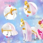 Girls Princess Toys,Horse and Carriage Play Set for Kids,Pink Brushable Mane & Tail with Walking Horse, Princess Toys for Girls 3 4 5+ - Image 3