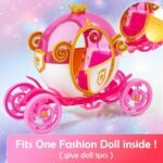 Girls Princess Toys,Horse and Carriage Play Set for Kids,Pink Brushable Mane & Tail with Walking Horse, Princess Toys for Girls 3 4 5+ - Image 4