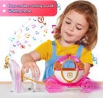 Girls Princess Toys,Horse and Carriage Play Set for Kids,Pink Brushable Mane & Tail with Walking Horse, Princess Toys for Girls 3 4 5+ - Image 5