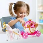 Girls Princess Toys,Horse and Carriage Play Set for Kids,Pink Brushable Mane & Tail with Walking Horse, Princess Toys for Girls 3 4 5+ - Image 6