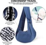 Dog Carrier Sling - Reversible Puppy Carrier Purse with Storage Pocket, Hand-Free Dog Sling Carrier for Carry Small Dogs and Cats, Travel Safety Harness, Dog and Cat Harness(Blue) - Image 5