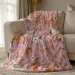 Horse and Flowers Blanket, Gifts for Girls Woman, Super Soft Warm Flannel Horse Throw Blankets, Sofa Office Lightweight Blanket, Cute Animal Horses Print Blanket 50x40 in - Image 3