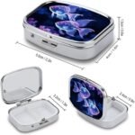 Pill Box with Mirror 2 Compartment Portable Two Blue Fish Pill Organizer for Pocket Or Purse Travel Medicine Pill Case Weekly Medicine Pill Container Holder for Daily Meds - Image 3