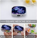 Pill Box with Mirror 2 Compartment Portable Two Blue Fish Pill Organizer for Pocket Or Purse Travel Medicine Pill Case Weekly Medicine Pill Container Holder for Daily Meds - Image 5