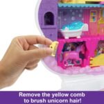 Polly Pocket 2-in-1 Travel Toy, Rainbow Unicorn Salon Styling Head with 2 Micro Dolls & 20+ Accessories - Image 5