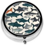 Fish Pill Box 3 Compartment, Small Pill Box for Purse & Pocket, Metal Pill Case with Mirror, Travel Daily Pill Organizer, Portable Medicine Vitamin Holder Unique Gift - Image 3