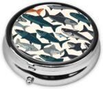 Fish Pill Box 3 Compartment, Small Pill Box for Purse & Pocket, Metal Pill Case with Mirror, Travel Daily Pill Organizer, Portable Medicine Vitamin Holder Unique Gift - Image 4