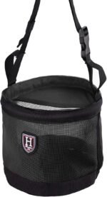 Harrison Howard Horse Muzzle Feed Bag Durable Nylon Mesh Grain Feed Bag with Adjustable Strap Mars Black Medium - Image 3