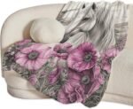Horse Throw Blanket Ultra Soft Warm Flannel Fleece Horse Flower Blanket Horse Lovers Blankets Lightweight Fuzzy Decor Gifts for Women Men Girls Boys 50"x40" - Image 5