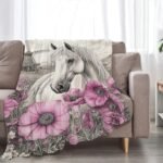 Horse Throw Blanket Ultra Soft Warm Flannel Fleece Horse Flower Blanket Horse Lovers Blankets Lightweight Fuzzy Decor Gifts for Women Men Girls Boys 50"x40" - Image 6